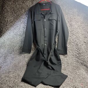 IKKB Jumpsuit Womens 2xl‎ Black Wide Leg Cropped One Piece Romper Shorts